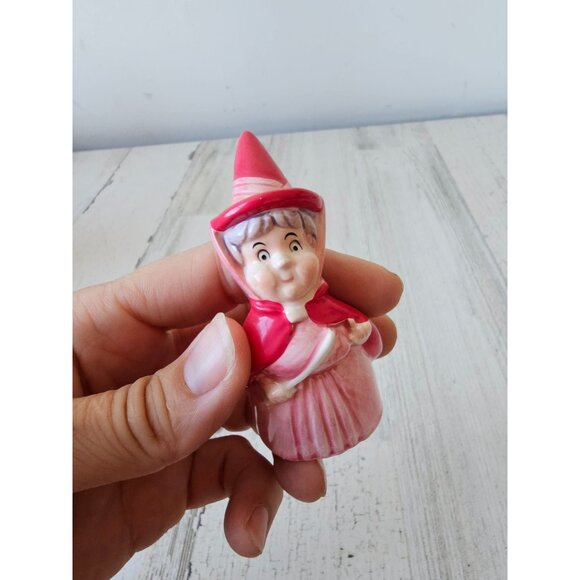 Vintage ceramic flora fairy sleeping beauty godmother red pink ornament Xmas tre - Picture 6 of 8